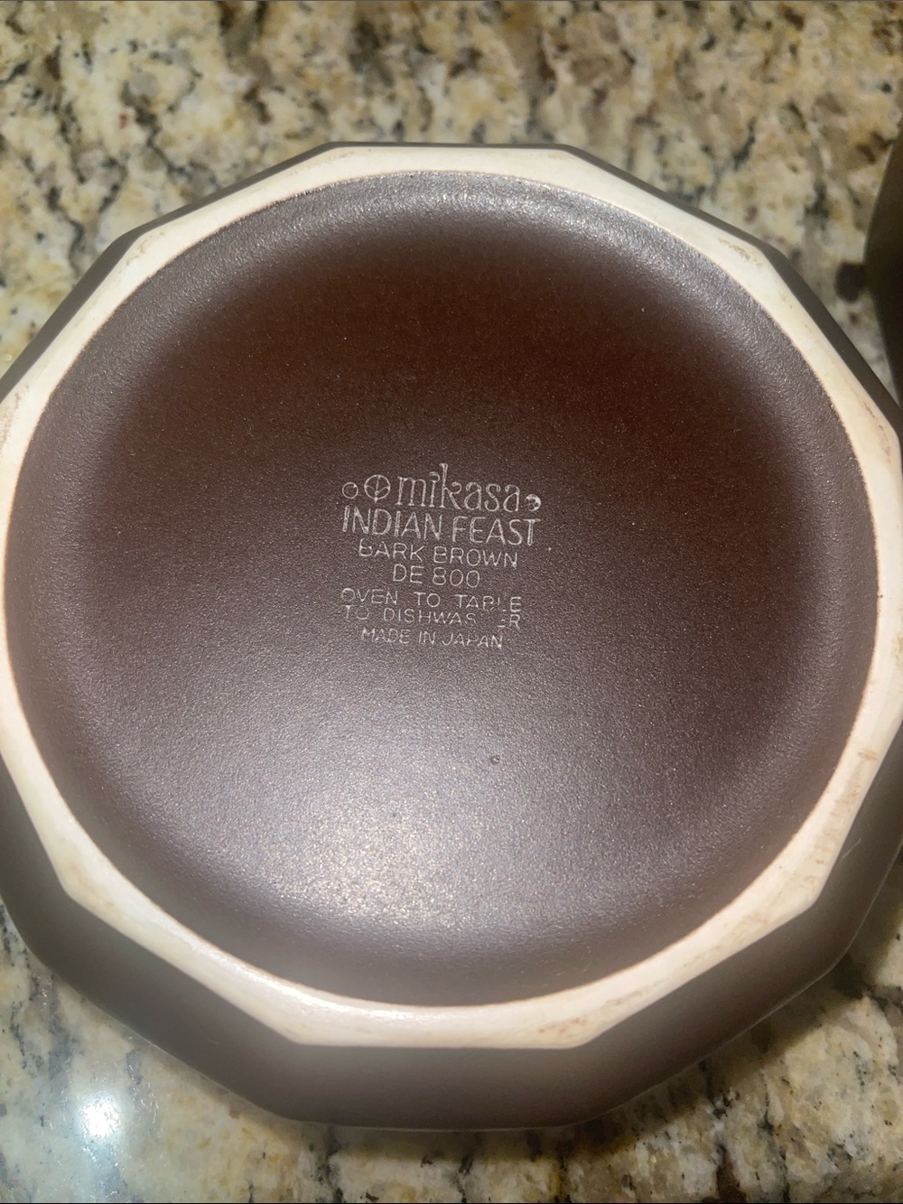 Mikasa Brown and Cream Ceramic Bowl - Octagonal Serving Dish